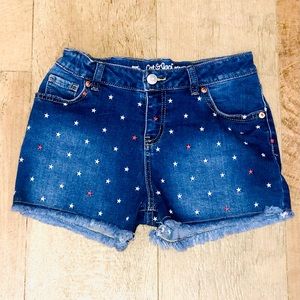 Cat & Jack sz 10 / 12 girls Denim Jean Shorts with Stars!